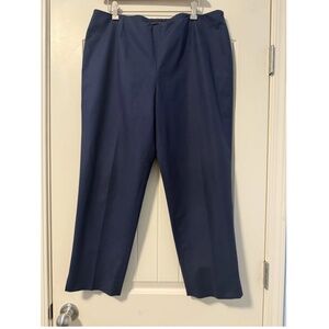 Lafayette 148 New York Women’s Navy Cotton‎ Ankle Pants Side Zip Size 14